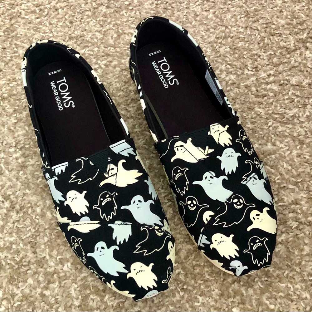 NEW Toms Alpargata Halloween Ghost Glow in the Dark rare Limited Edition Sneaker
